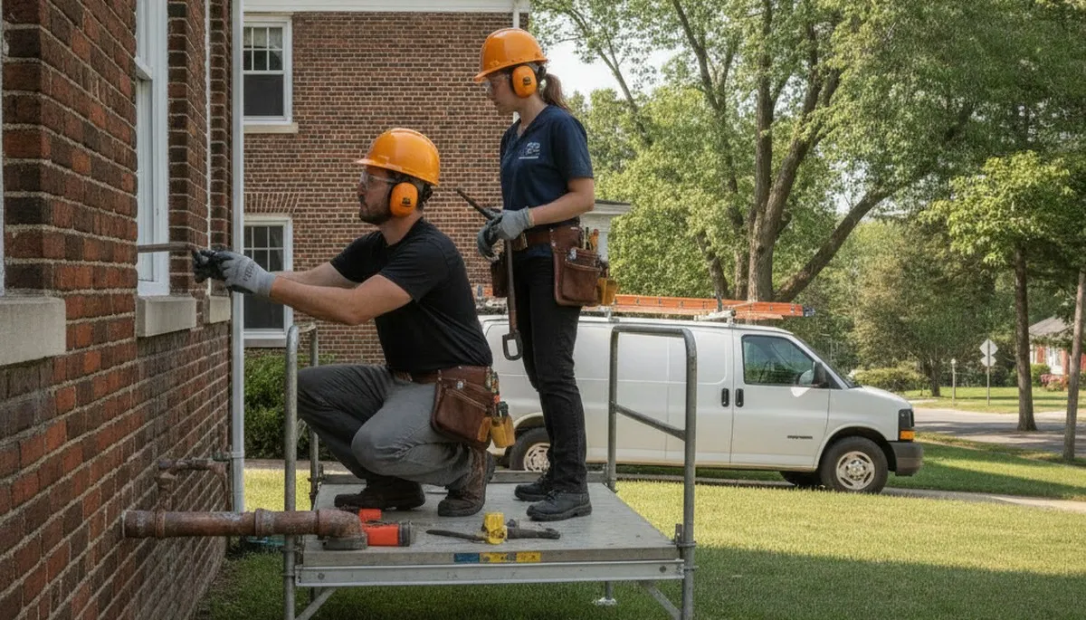 Plumber repairing a pipe in Pittsburgh, PA for reliable plumbing service