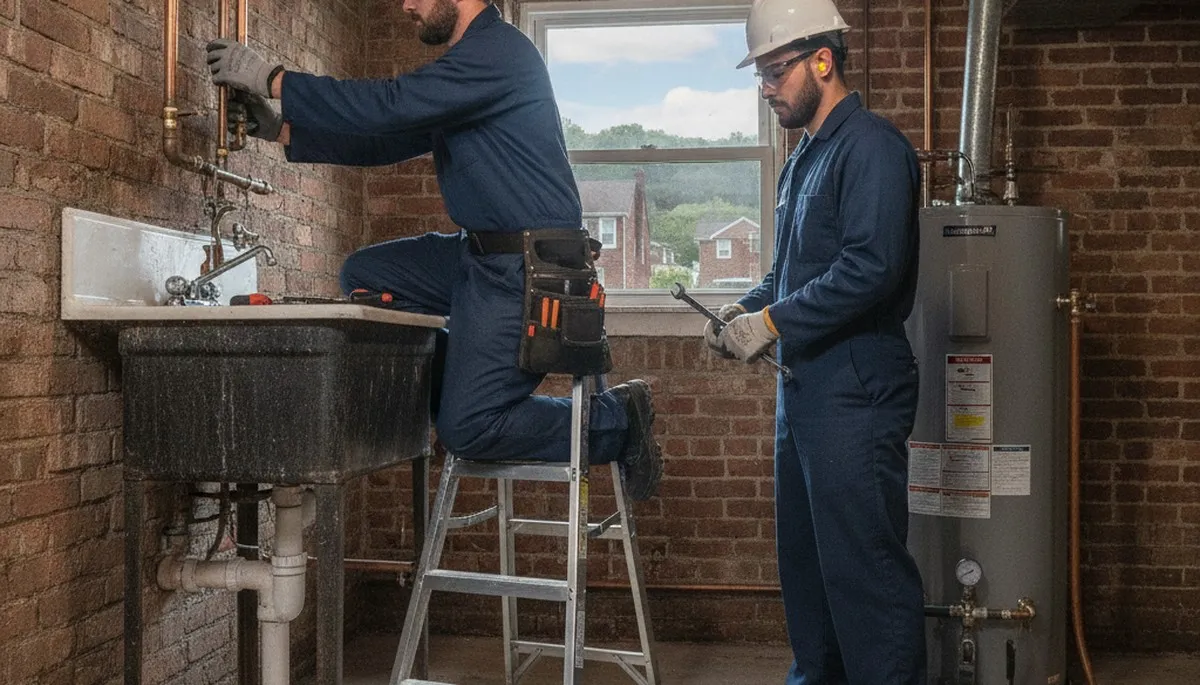 Plumber repairing a pipe in Pittsburgh, PA, for plumbing repair services