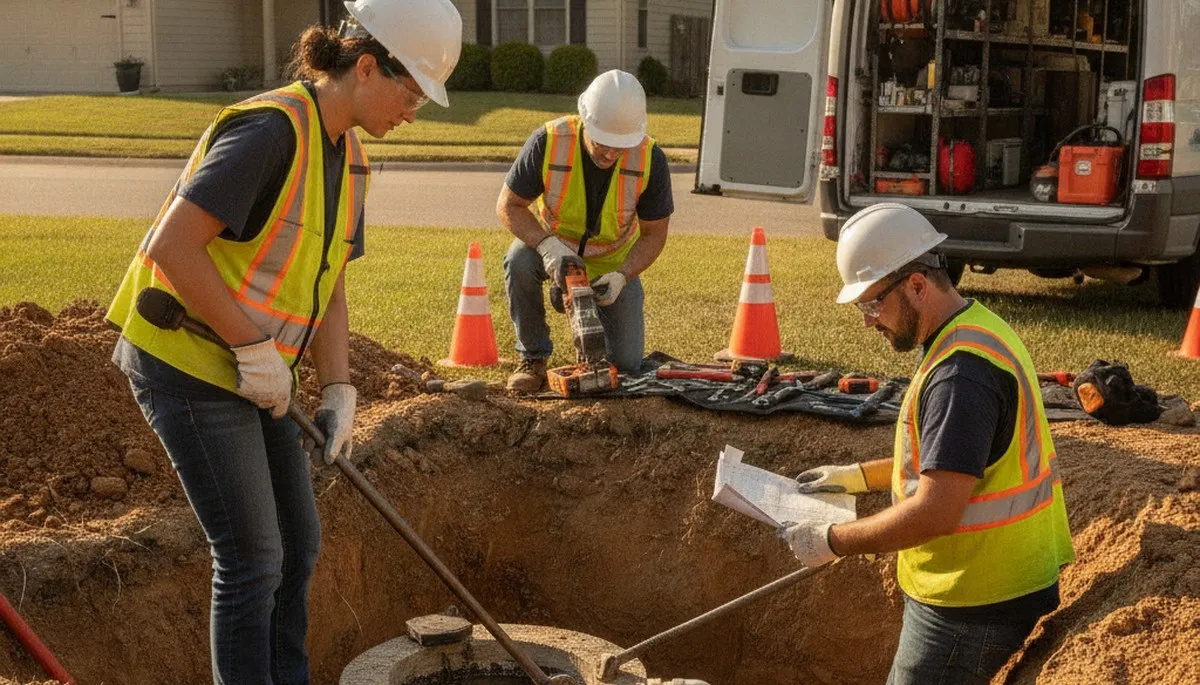 Pittsburgh, PA plumber repairing a septic system for a residential plumbing service call